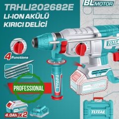 Total Li-Ion Akülü Kırıcı Delici Matkap 2x4 Ah Çift Akü TRHLI202682E