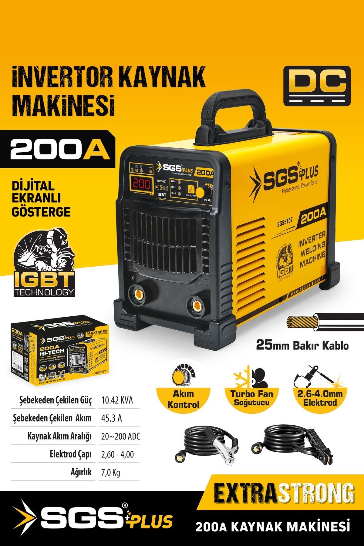 SGS5157 İNVERTÖR KAYNAK MAKİNASI 200 AMPER AKIM KORUMALI