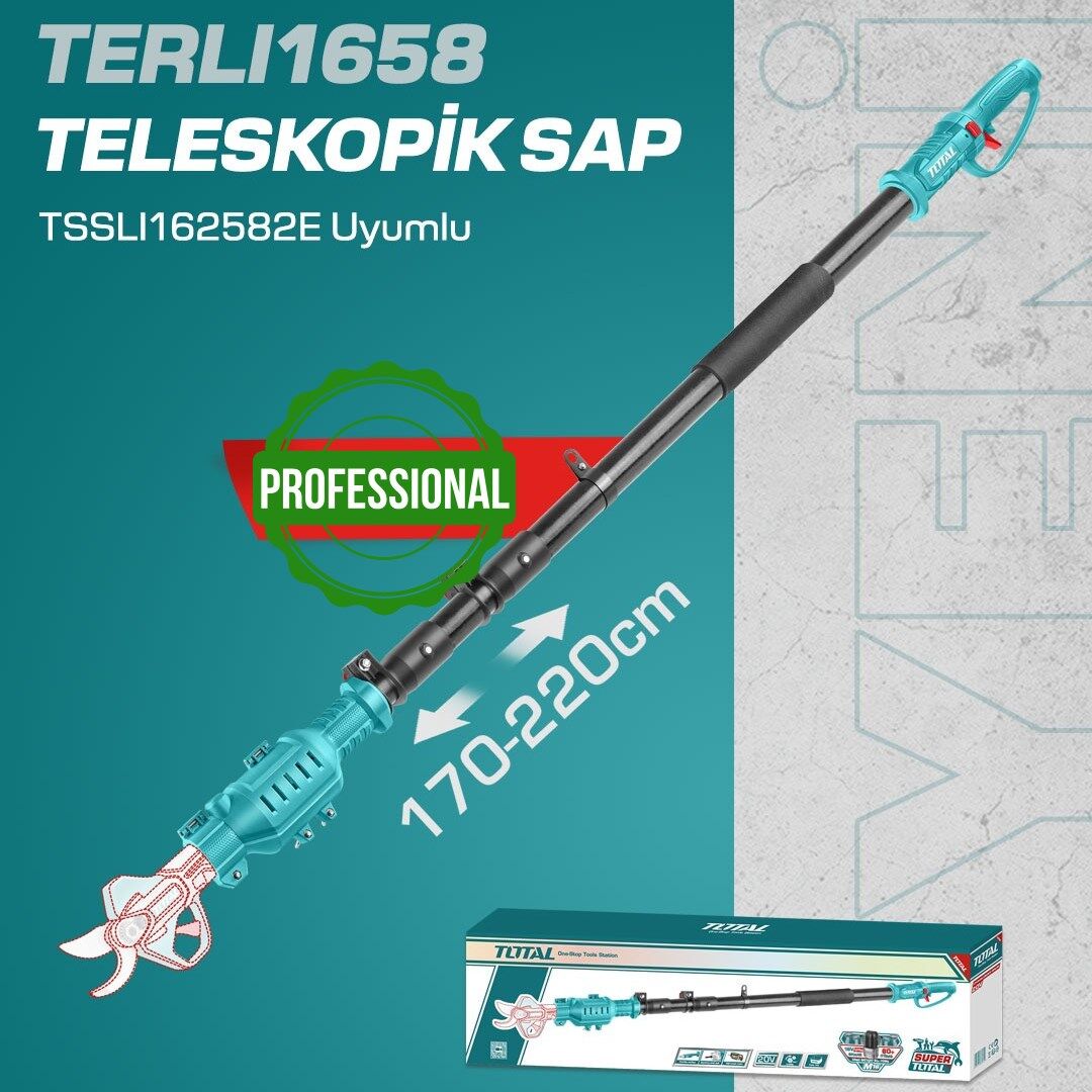 TOTAL AKÜLÜ BUDAMA MAKASININ TELESKOPİK SAPI - UZATMA ÇUBUĞU- TERLI1658 16V