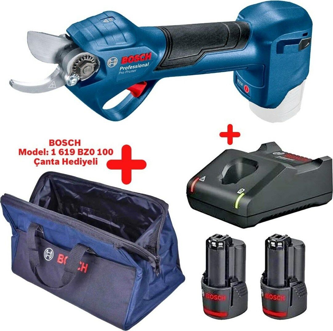 Bosch Pro Pruner 12 V 2 Ah Çift Akülü Dal Budama Makası + Bosch Taşıma Çantası