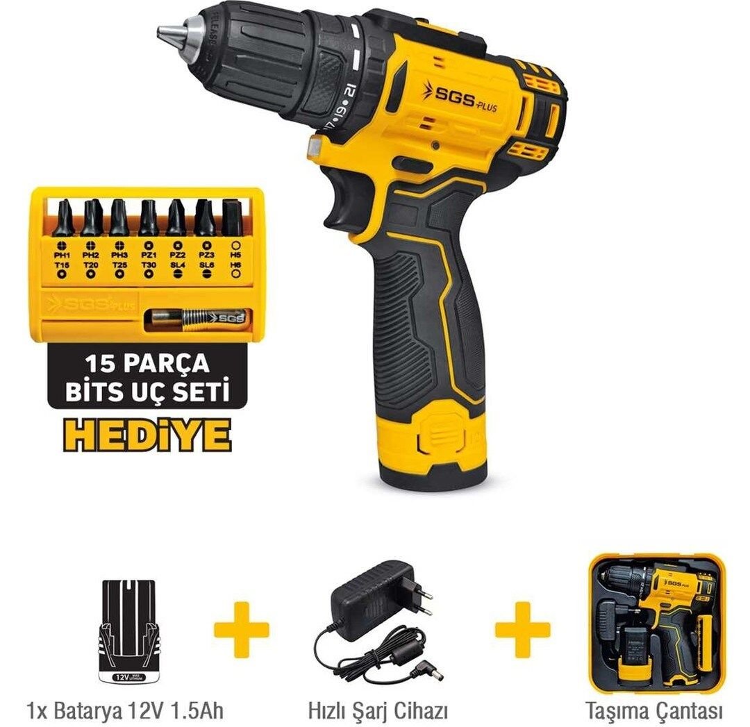 Sgs 5147 Akülü Vidalama Matkabı 12V Tek Akülü 1,5AMPER