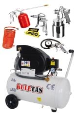 Kuletaş 50 Litre Yağlı Sesli Hava Kompresörü 8 Bar Ve Havalı Alet Seti 5 Parça