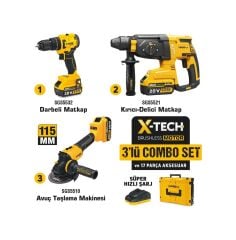 Sgs Combo Set 3 Parça Darbeli Matkap/kırıcı-delici Matkap/avuç Taslama Makinesi