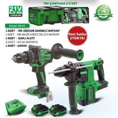 HaisPro Akülü Set - 2'li Profesyonel 21V Akülü Set + 2X4 Ah Çift Akü - RB-02