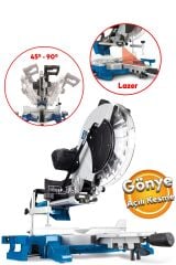 SCHEPPACH HM140L Gönye Kesme Makinası 305 mm Elektrikli Testere Marangoz Tezgah Tipi Açılı Kesim