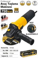 Sgs Avuç Taşlama 115 Mm 750 Watt Devir Ayarlı 5111