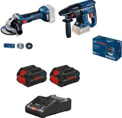 Bosch Prof. GBH180-LI Kırıcı DELICI+GWS180-LI Avuç Taşlama+2 x 8 Ah Akü+1 x Dolum Cihazı