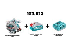 Total Set-3 Li-Ion Akülü Daire Testere TSLI1851 + Li-Ion Batarya 20V 4.0AH TFBLI2002  TFCLI20411E