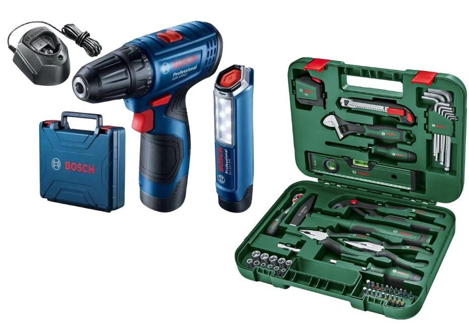 Bosch Profesyonel Gsr 120 Vidalama + Lamba + 52 Parça Alet Seti + 2 Adet 2 Ah Akü Seti