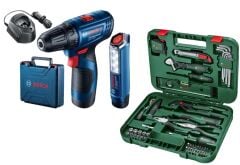 Bosch Profesyonel Gsr 120 Vidalama + Lamba + 52 Parça Alet Seti + 2 Adet 2 Ah Akü Seti