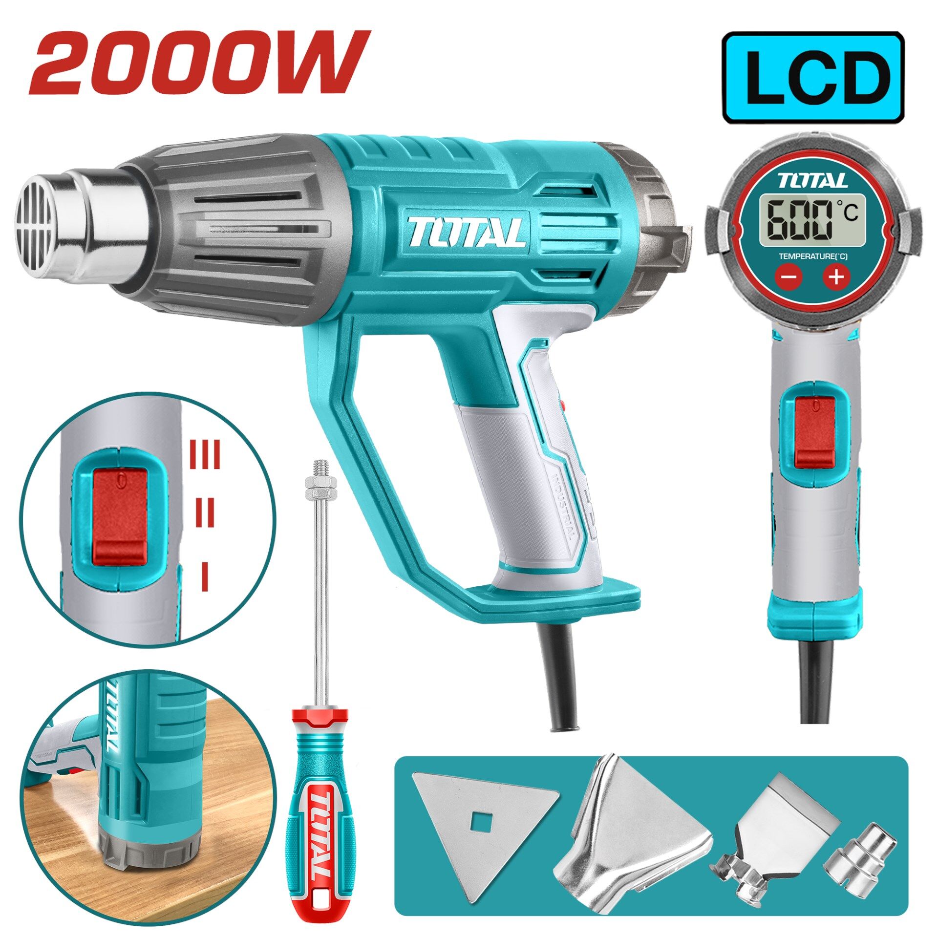 TOTAL LED GÖSTERGELİ SICAK HAVA TABANCASI TB20056