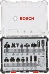 Bosch Karışık Freze Ucu Seti Şaftlı Profesyonel 8 mm 15'li