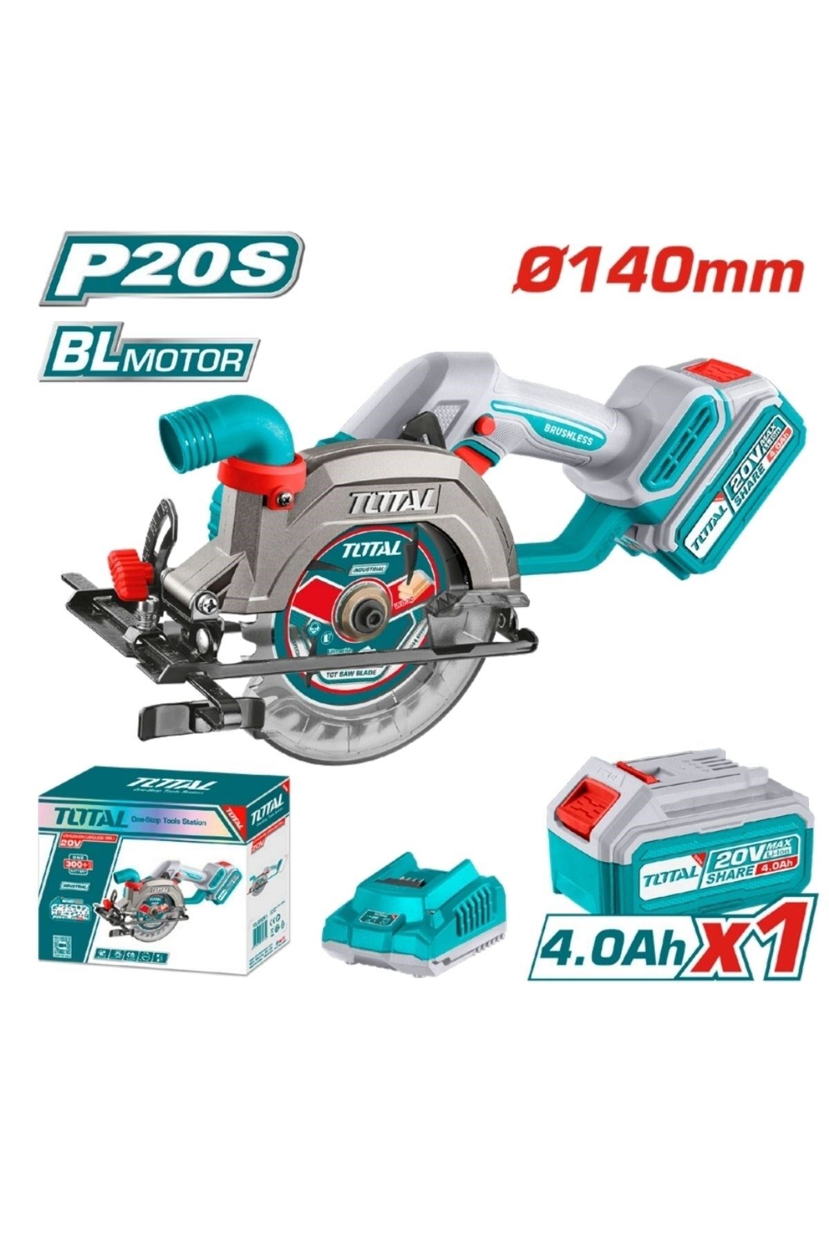 Total Li-ion Akülü Daire Testere 20 V 4.0 Ah 140 MM TSLI14021