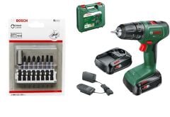 Bosch Easydrill 18v-40 2.0ah Çift Akülü Matkap  + Bosch Impact  Vidalama Bits Uç Seti 8 Parça
