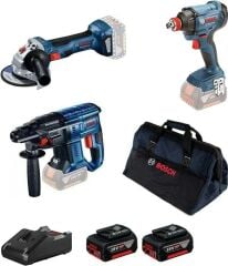 Bosch Gbh 180-LI Kırıcı Delici + Gws 180-LI Taşlama + Gdx 180 Lı Somun Sıkma +Bosch Gal 1880 Cv Şarj