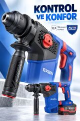 EXEN EN 436 PM 21V Kömürsüz Akülü Kırıcı Delici Matkap – 3,8 Joule, 26 mm, 2 Akülü 6,0 Ah Set