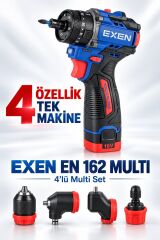 EXEN EN 162 MULTI 16V Kömürsüz Darbeli Akülü Matkap Vidalama – 60 Nm, 4’lü Multi Başlık Seti, 2 Akü