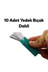Total Halı Kesme Maket Bıçağı Falçata Çok Amaçlı Katlanabilir 10 Adet Yedek Bıçaklar Alçıpan Kesim