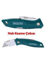 Total Halı Kesme Maket Bıçağı Falçata Çok Amaçlı Katlanabilir 10 Adet Yedek Bıçaklar Alçıpan Kesim