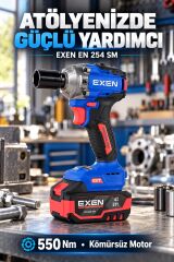 EXEN EN 254 SM 21V Kömürsüz Akülü Somun Sökme ve Sıkma Makinesi – 550 Nm, 2 Akülü, Plastik Çantalı