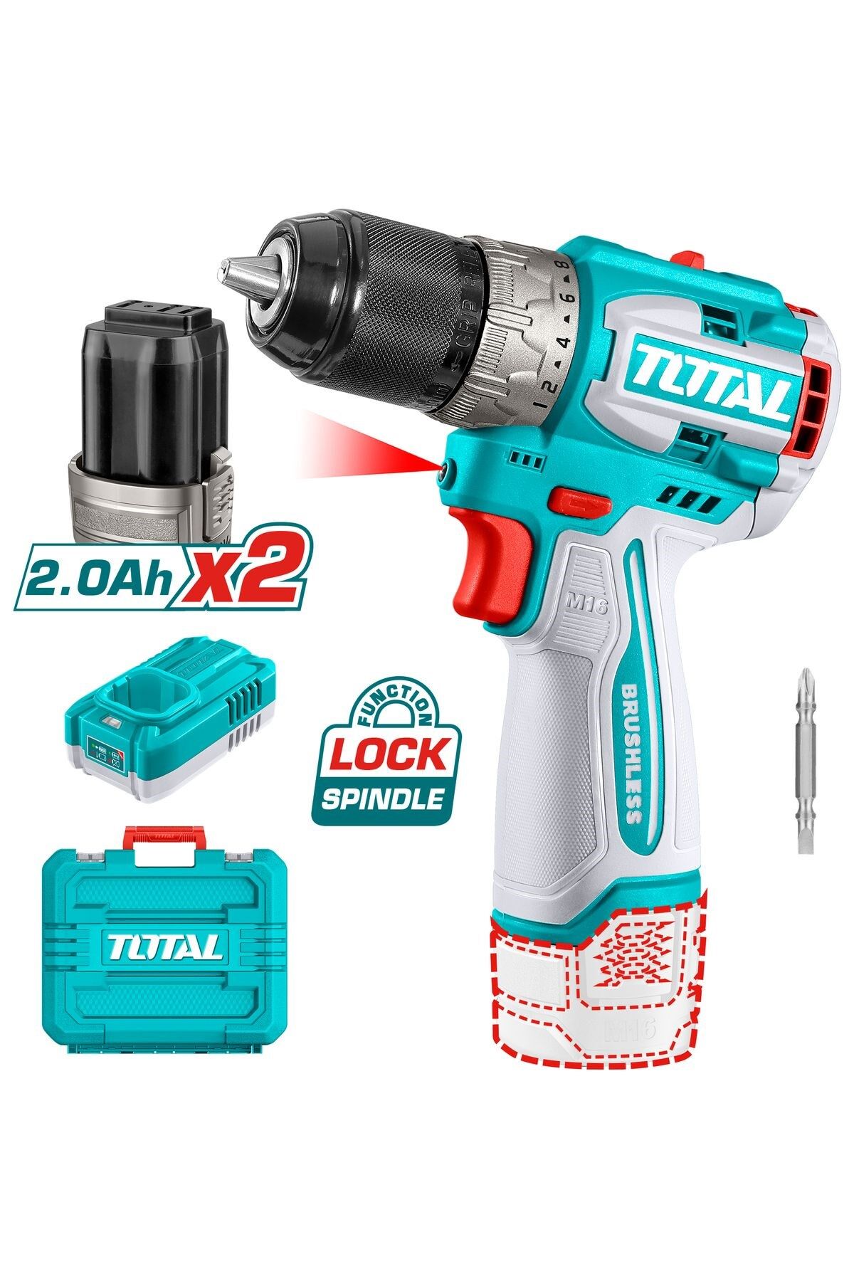 Total Li-ion Akülü Kömürsüz  16v Matkap 60 Nm Tork TDLI16682