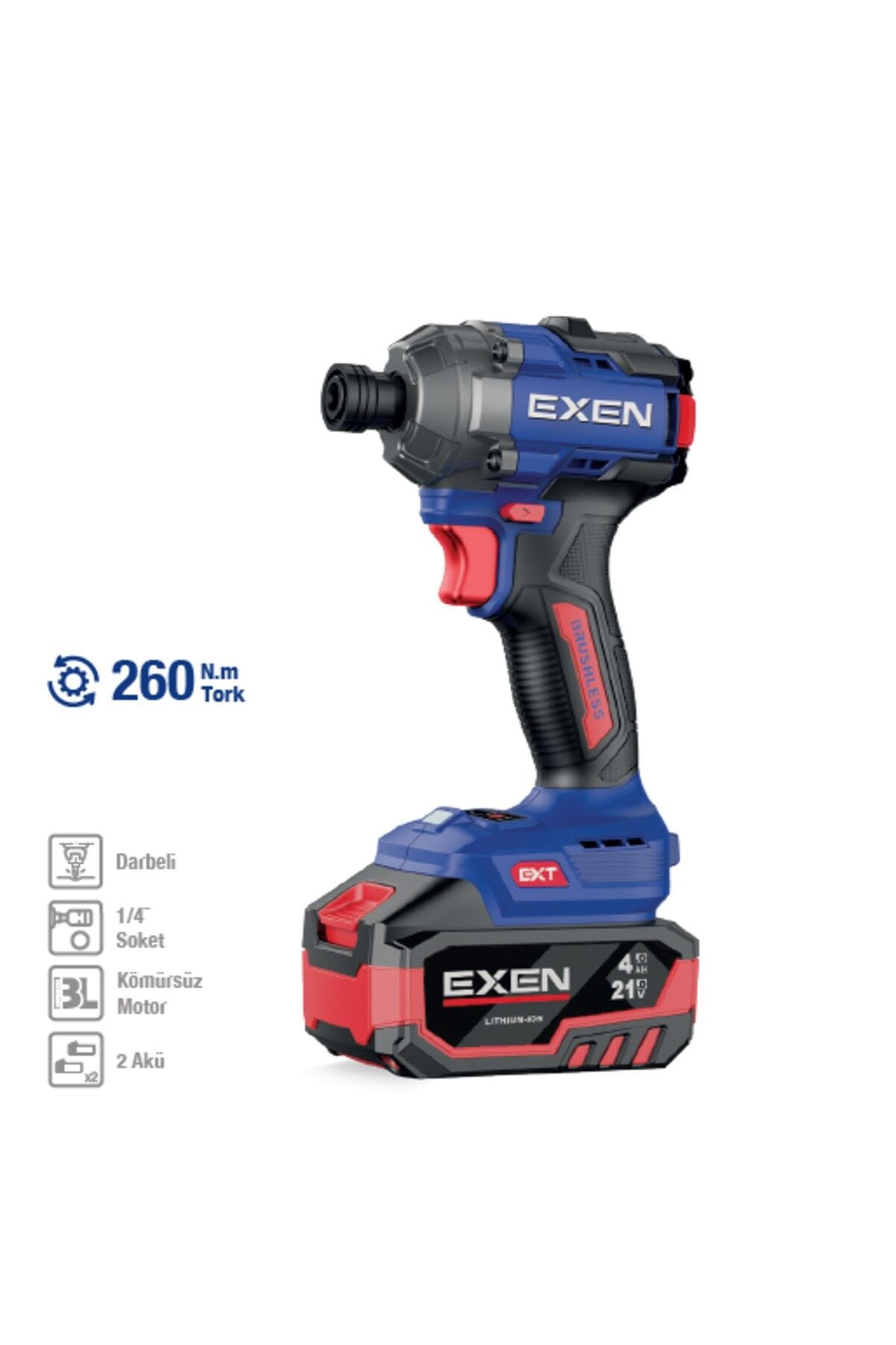 EXEN EN 264 VD Kömürsüz Darbeli Şarjlı Vidalama 260 Nm