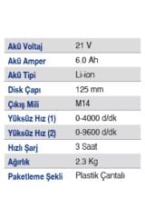 EXEN EN 456 ATS Kömürsüz Şarjlı Avuç Taşlama 125 mm 2x6 Ah Çift Akülü