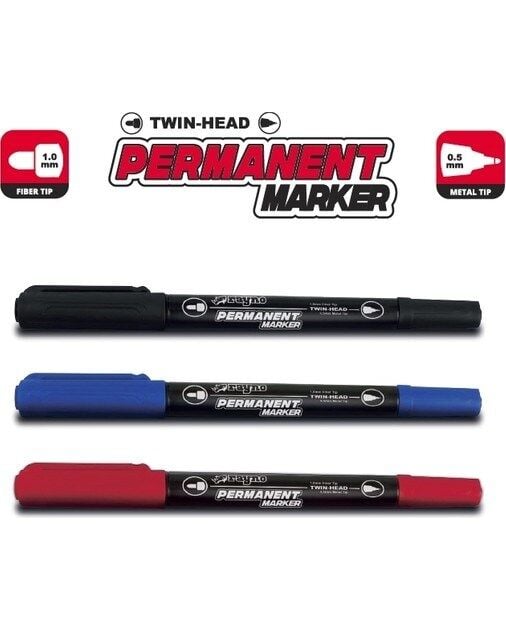 Rayno RYN10458 Kırmızı Çift Taraflı CD Kalemi Permanent Marker 12'li