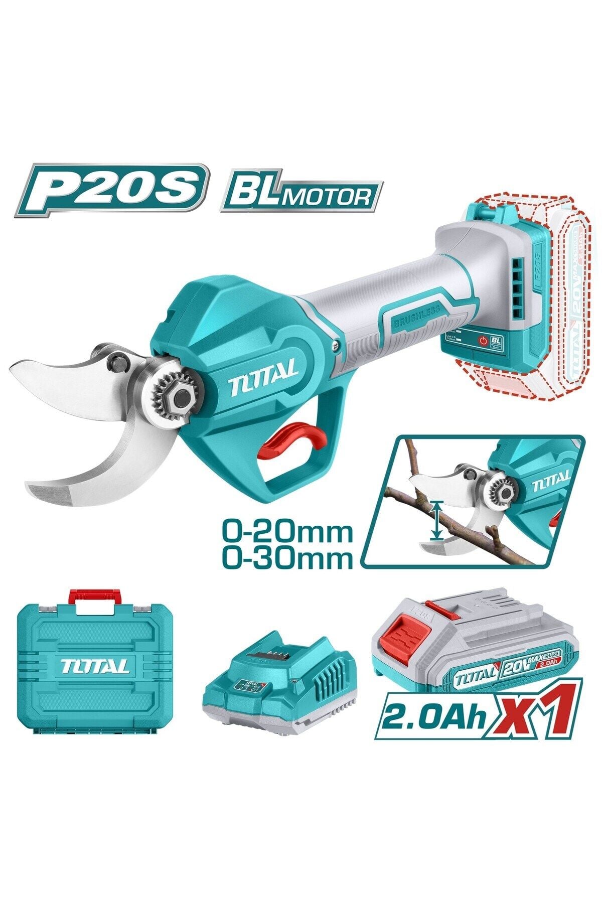 Total Lı-ıon Akülü Kömürsüz Budama Makası TSSLI203083