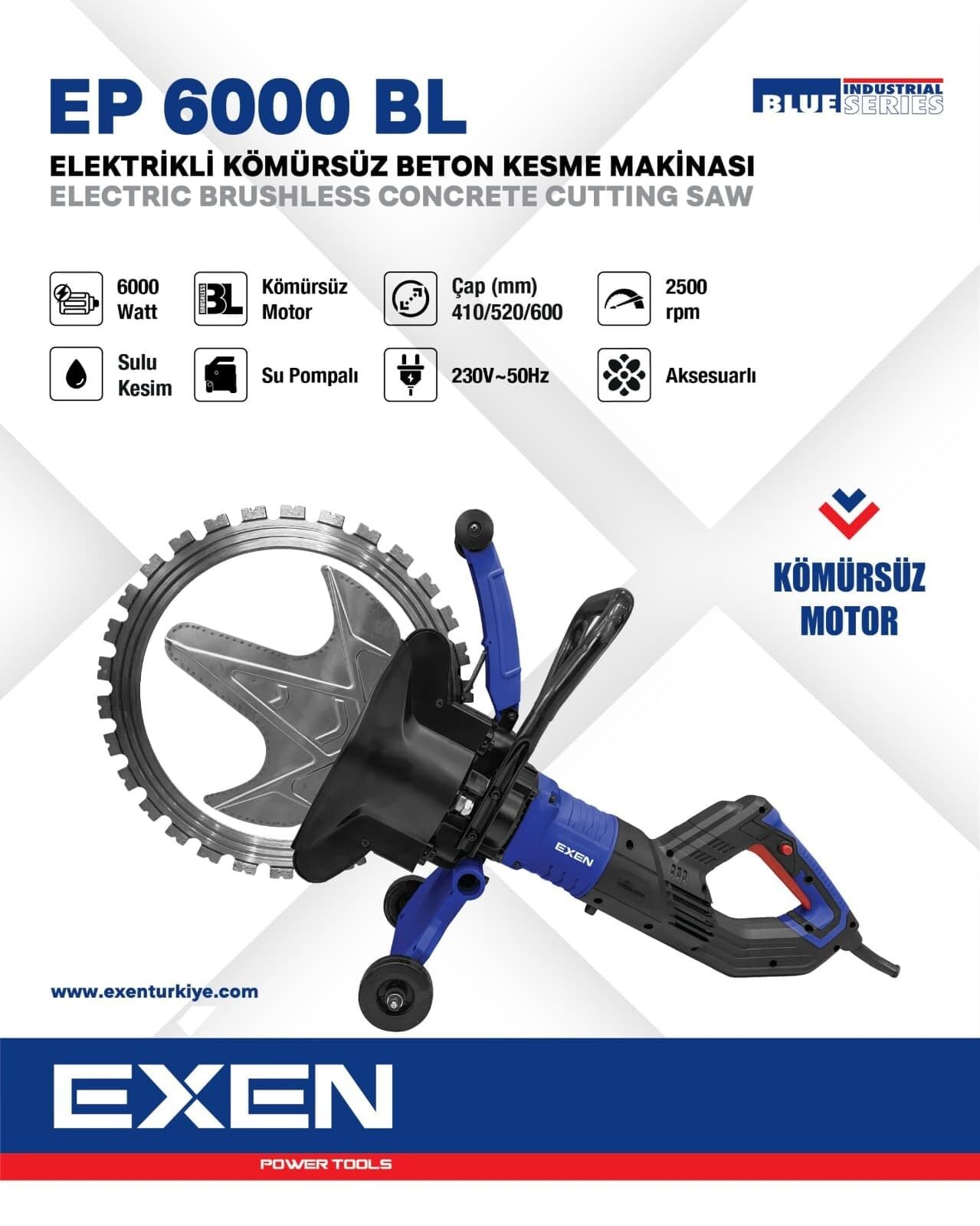 EXEN EP 6000 BL - 6000W 410mm Elektrikli Kömürsüz Beton Kesme Makinası