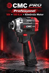 Cmc Profesyonel 16V Kömürsüz Akülü Darbeli Vidalama - 180 Nm, Çift 2 Ah Akü, 4 Kademeli