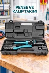 TOTAL Profesyonel Hidrolik Kablo Pabuç Sıkma Pensesi – 70 kN, 16–240 mm², Full Kalıp Takımı Dahil