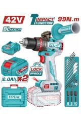 Total 42V Akülü Darbeli Matkap Kömürsüz Motor Li-ion Çift Akü TIDLI429982E