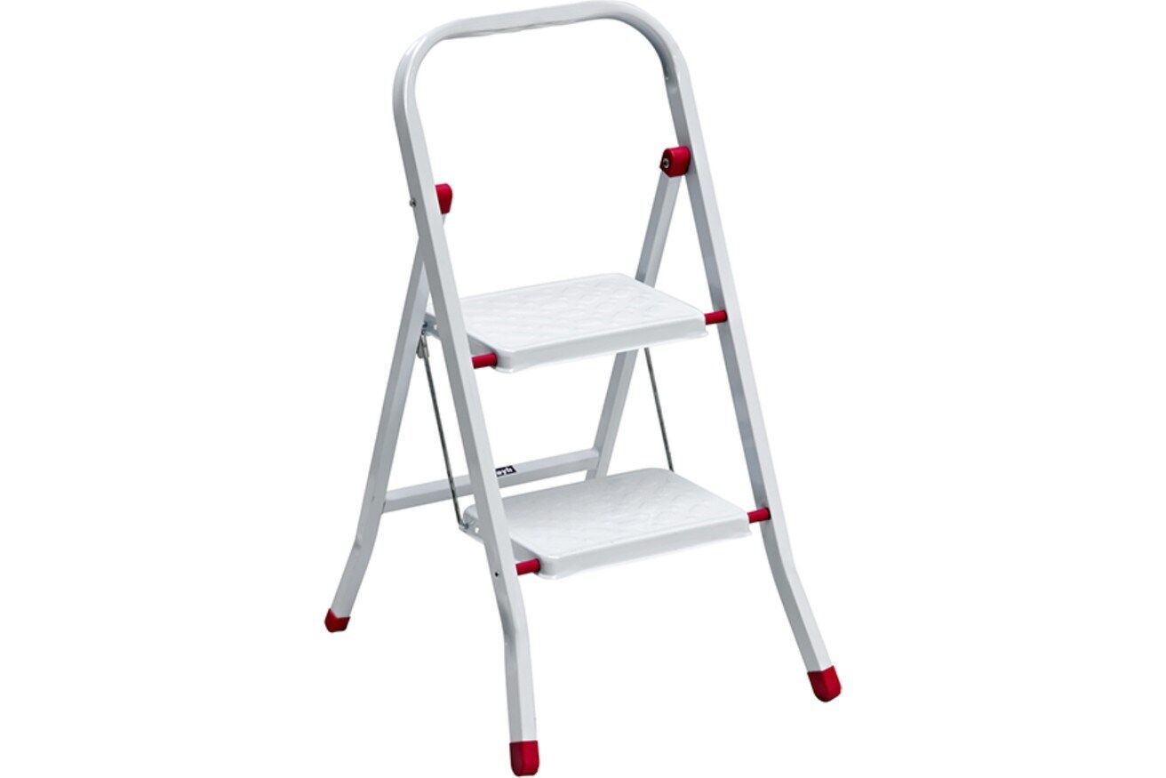 SARAYLI Metal Merdiven 2'lı Beyaz Renkli Hafif ve Dayanıklı Ev Tipi Malzeme ile Ergonomik Yapı