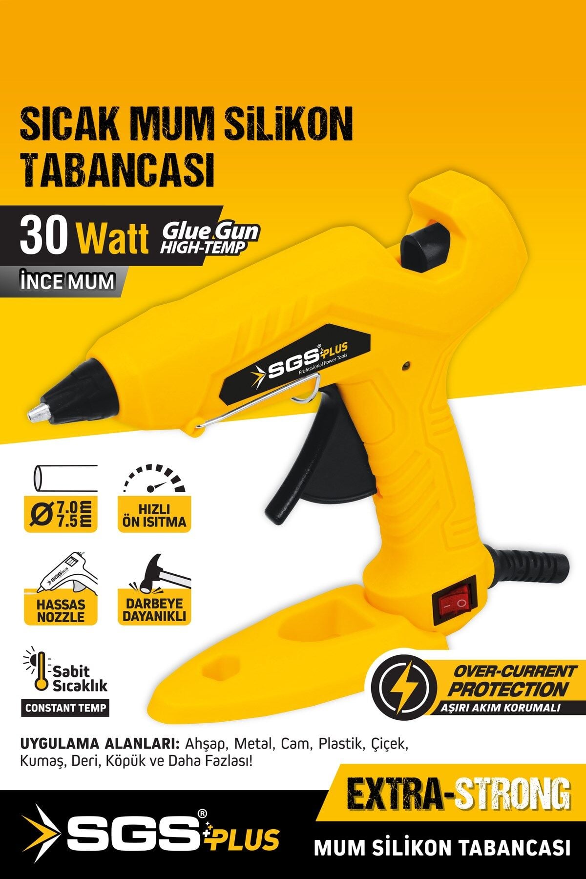 SGS5290 Elektrikli Sıcak İnce Mum Silikon Tabancası 30 Watt Standlı