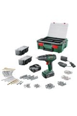Bosch Universaldrill 18 V akülü matkap (1,5ah, Çift akü) 241 aksesuar Seti