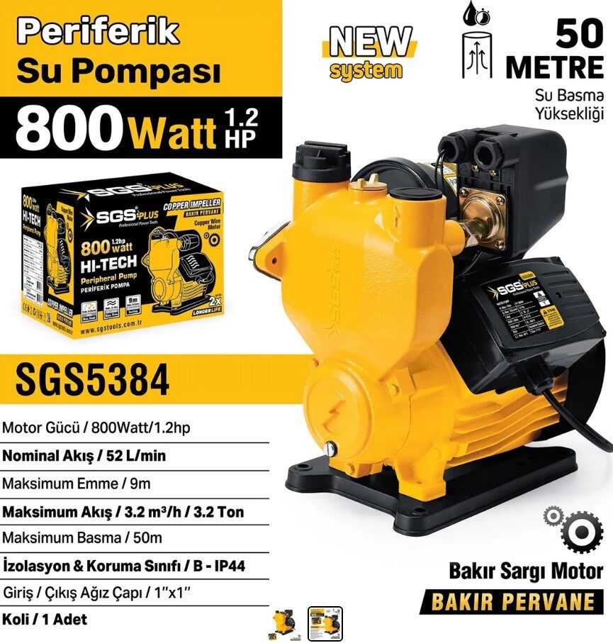 SGS PERİFERİK SU POMPASI 800 WATT 1.2 HP SGS5384