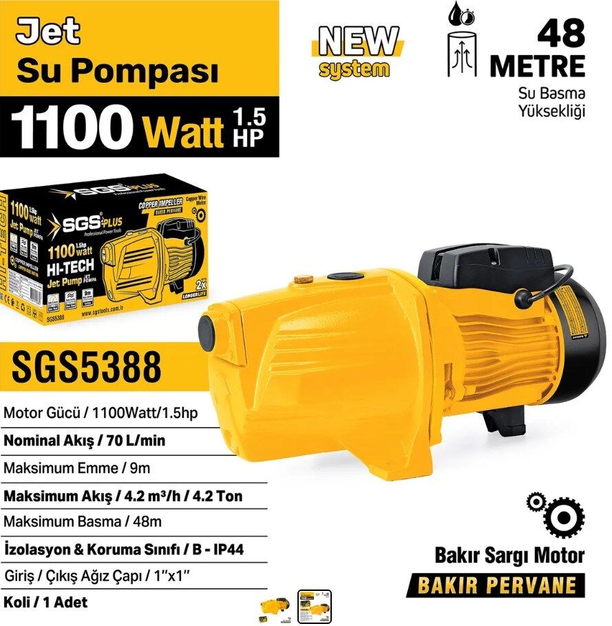 SGS  JET SU POMPASI 1100 WATT 1.5 HP SGS5388