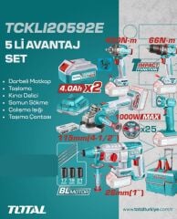 TOTAL AVANTAJ 5 Lİ SET - DARBELİ MATKAP, TAŞLAMA, KIRICI DELİCİ - TCKLI20592E