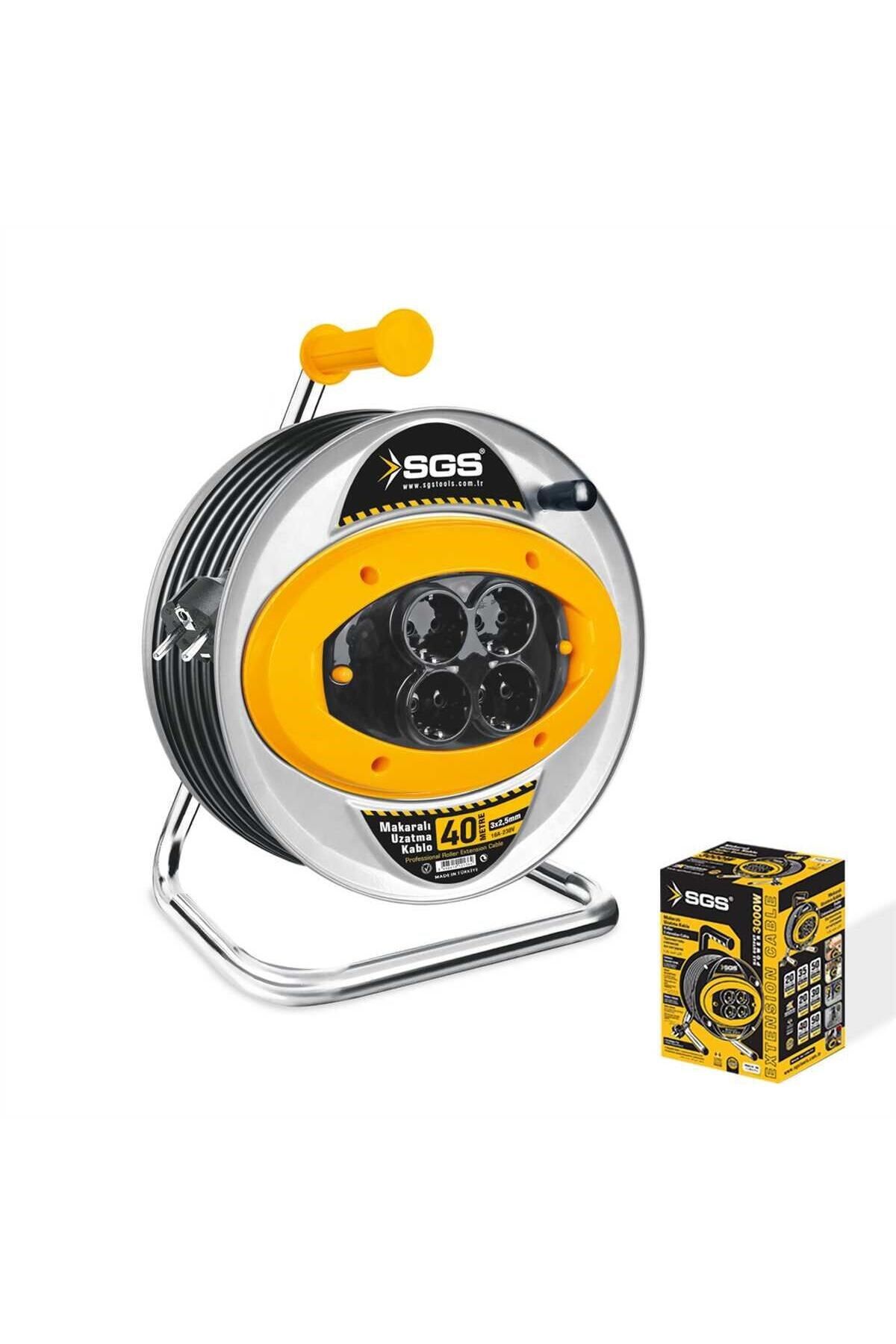 SGS2112 40 Metre Metal Makaralı Uzatma Kablosu 3X2,5 Kablo