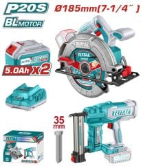 Total Akülü Set Daire Testere ve Çivi Çakma Tabancası 2x5.0 Ah TOSLI240866E