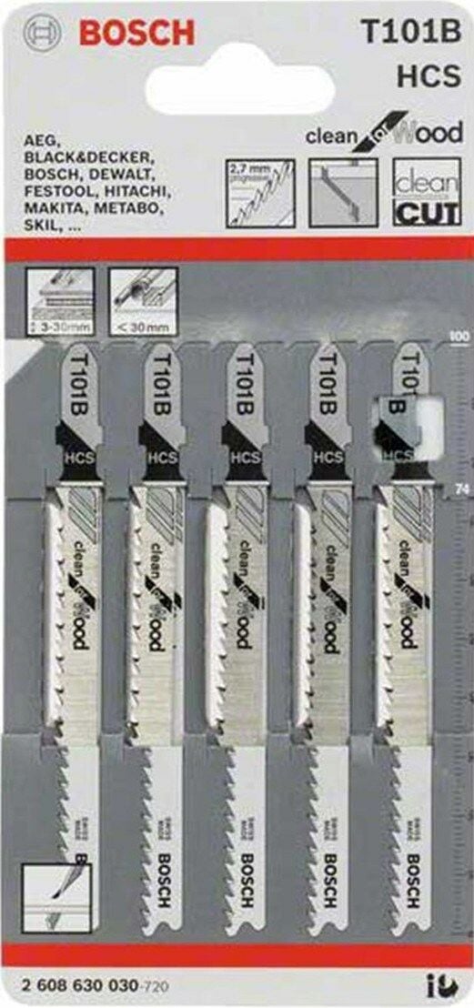 Bosch  - Temiz Kesim Serisi Ahşap İçin T 101 B Dekupaj Testeresi Bıçağı - 5'Li Paket