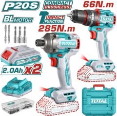 Total Avantaj Seti Darbeli Matkap Darbeli Vidalama ve Aksesuar Seti Çift Akü TCKLI20277E