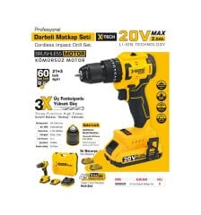 Sgs SGS5532 - 20 Volt 2 Amper 60 NM Tork Akülü Darbeli Matkap Vidalama Seti Çift Akülü