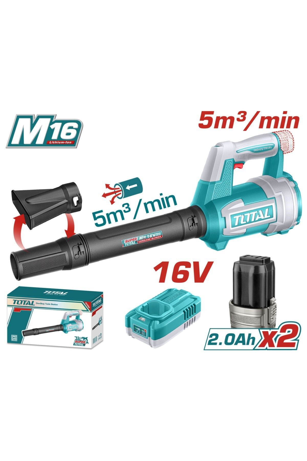 Total LI-ION ÇİFT AKÜLÜ 16V HAVA ÜFLEME MAKİNASI TABLI168082E Yüksek Kalite