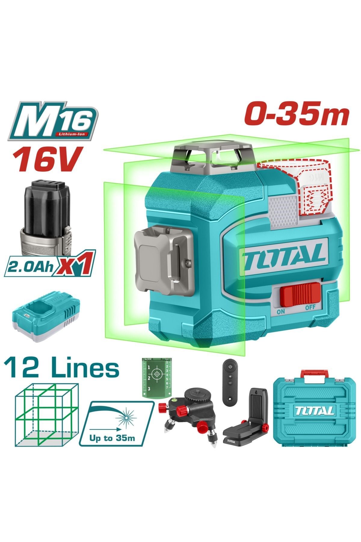 Total Li-İon Akülü Lazer Hizalama Kumandalı Standlı Tam Takım Yüksek Kalite TLL301201E