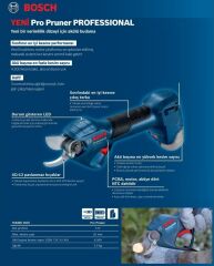 Bosch Pro Pruner 12 V 2 Ah Çift Akülü Dal Budama Makası + Bosch Taşıma Çantası