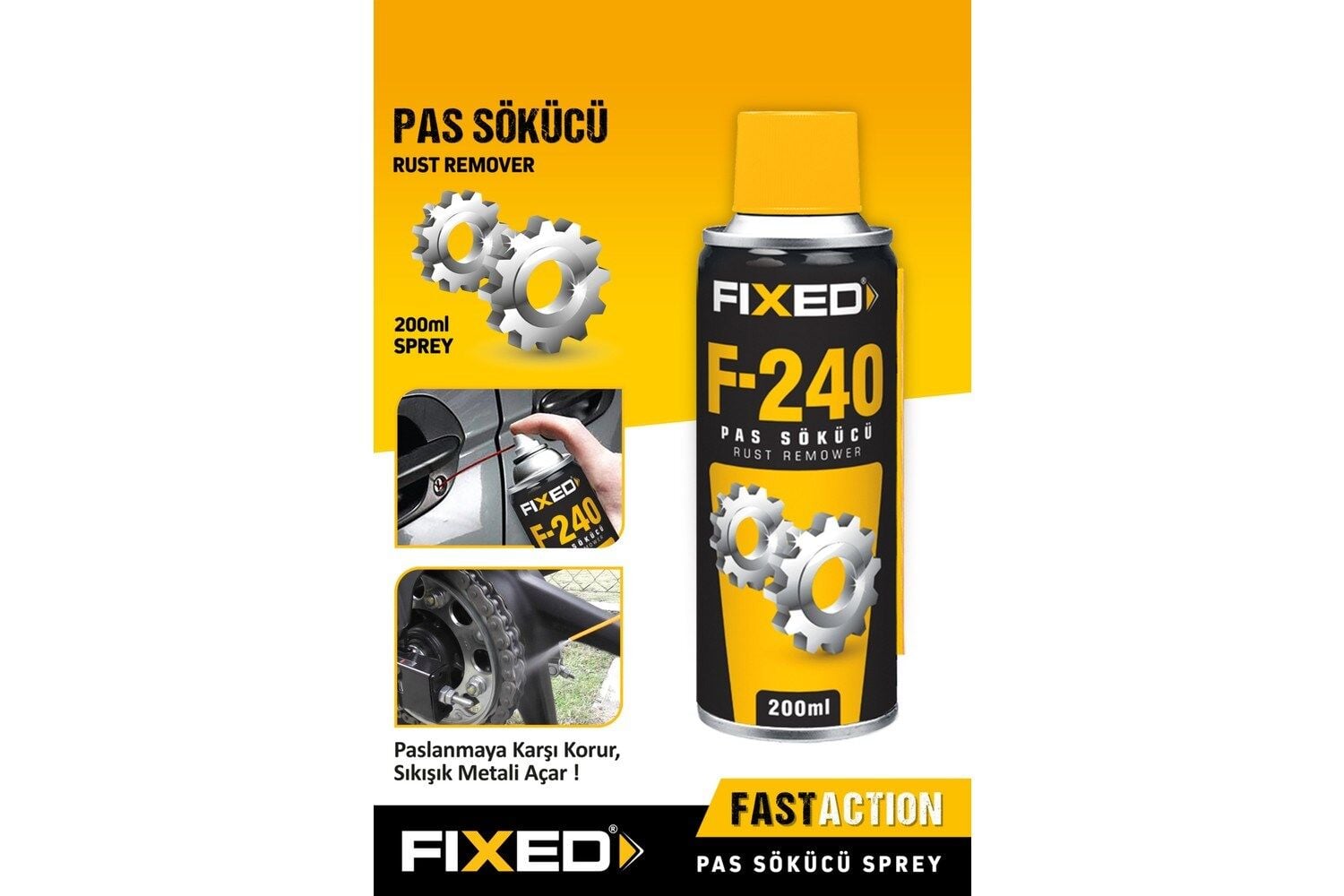 Fixed F-240 Pas Sökücü, Yağlayıcı ve Koruyucu Bakım Spreyi 200 ml