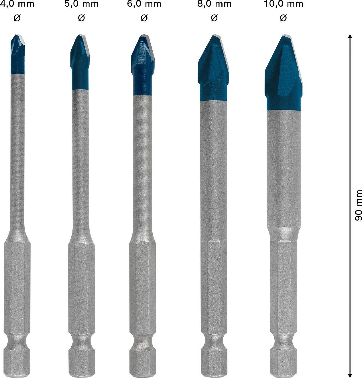 Bosch Expert Hex-9 Hardceramic Delme Ucu Seti 4/5/6/8/10 mm 5 Parça