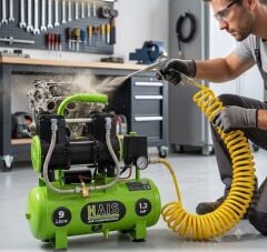Hais 9 Litre Sessiz Yağsız Hava Kompresörü 1.2 HP Yeni Model